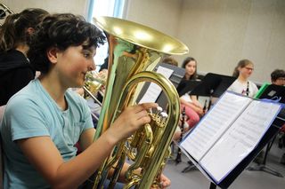 Répétition d'un orchestre.
